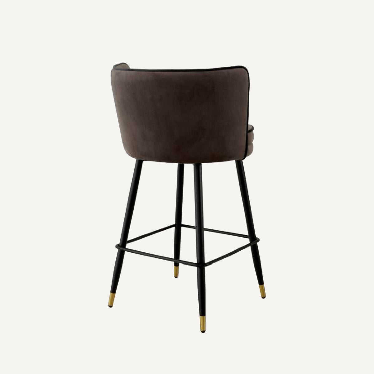 Chaise de comptoir en velours marron