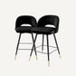 Chaise de comptoir en velours noir (lot de 2)