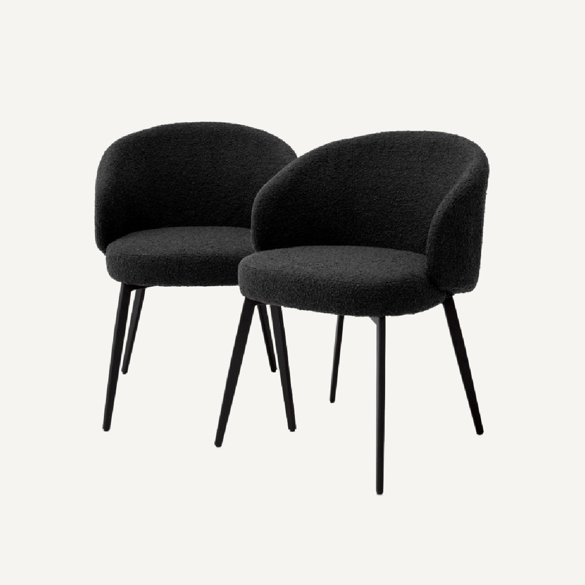 Chaise de salle à manger avec accoudoirs bouclé noir (lot de 2)