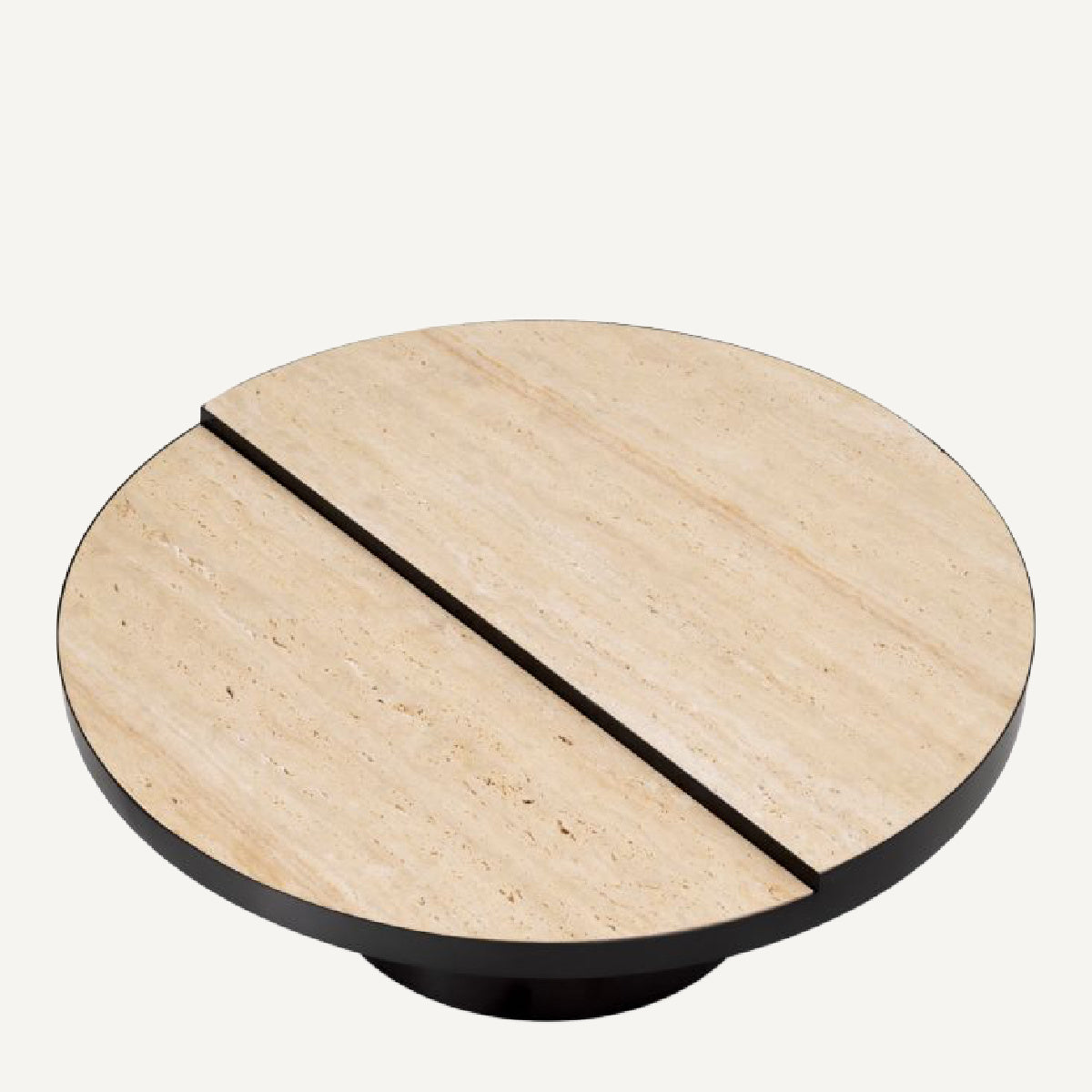 Table basse en bronze et travertin