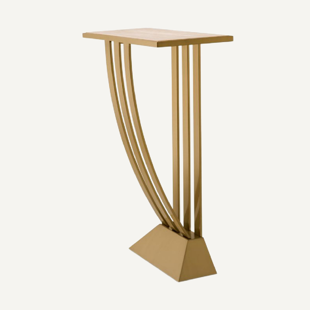 Console en laiton brossé et travertin Deco