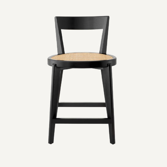 Chaise de comptoir noire en rotin
