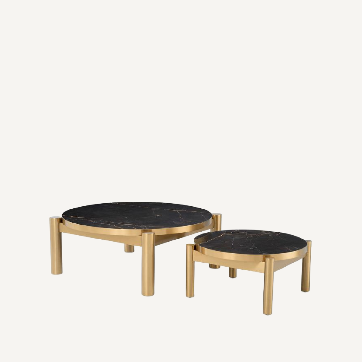 Table basse dorée en céramique noire (lot de 2)
