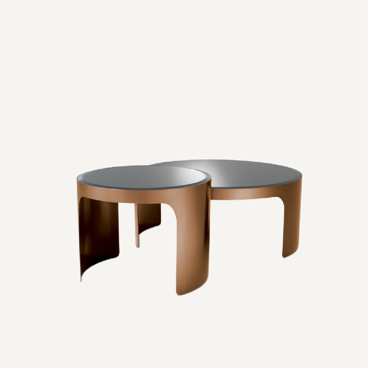 Table basse cuivrée en verre noir (lot de 2)