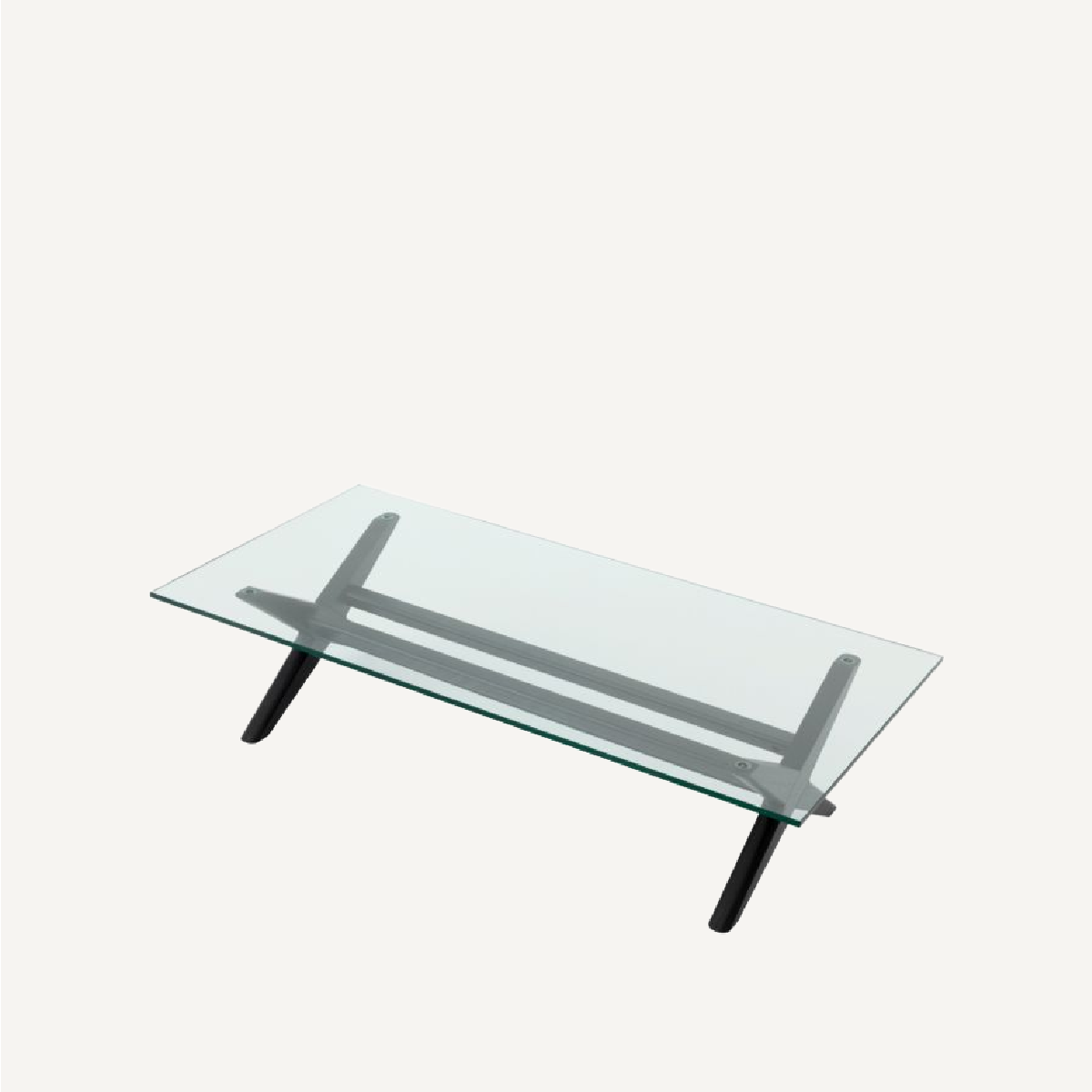 Table basse en bois noir et verre transparent