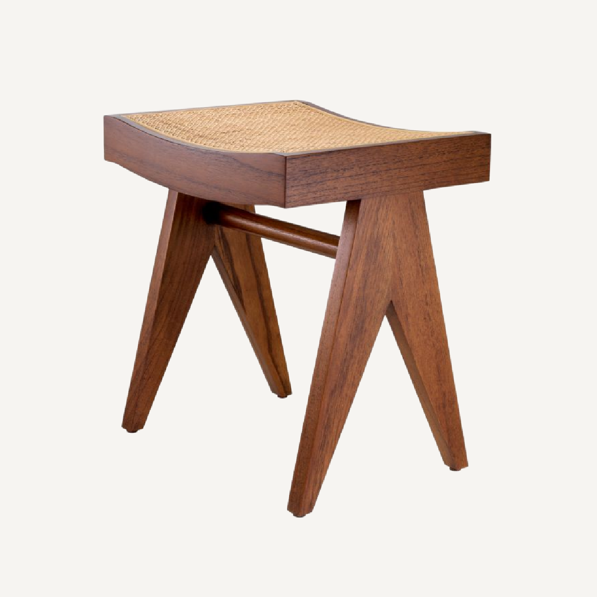 Pouf en rotin et bois marron