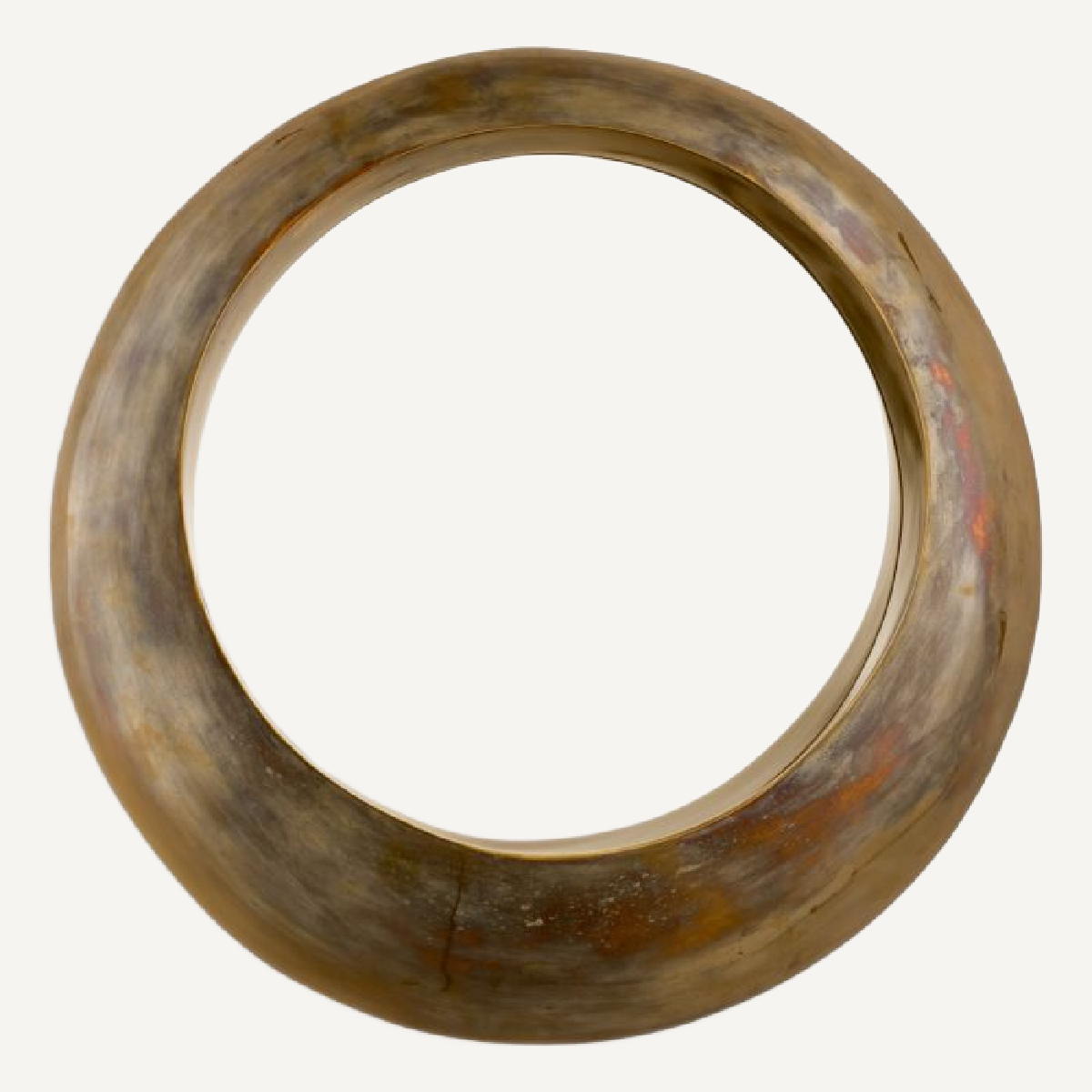 Miroir rond en métal vieilli