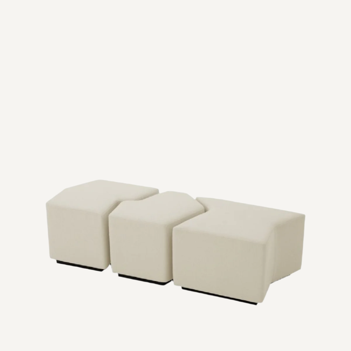 Pouf en tissu crème (lot de 3)