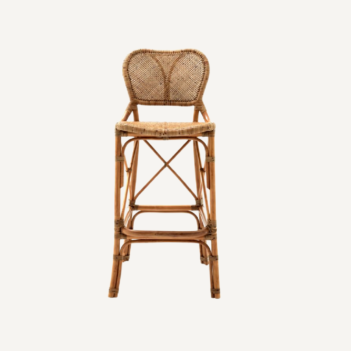 Chaise de comptoir marron en rotin
