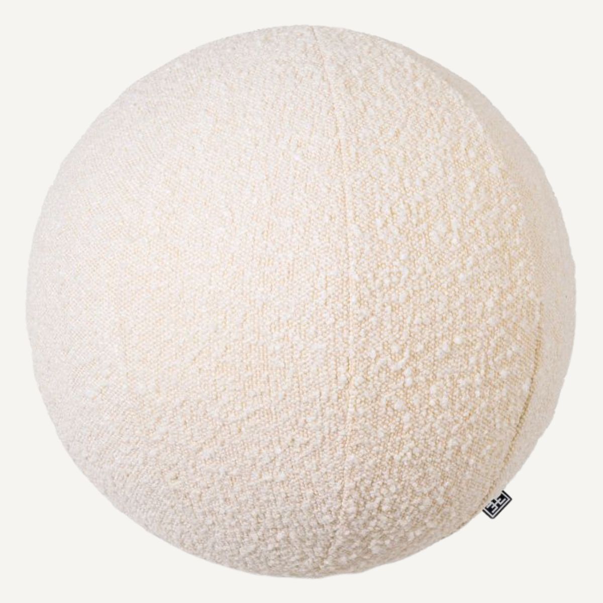 Coussin rond bouclé crème S
