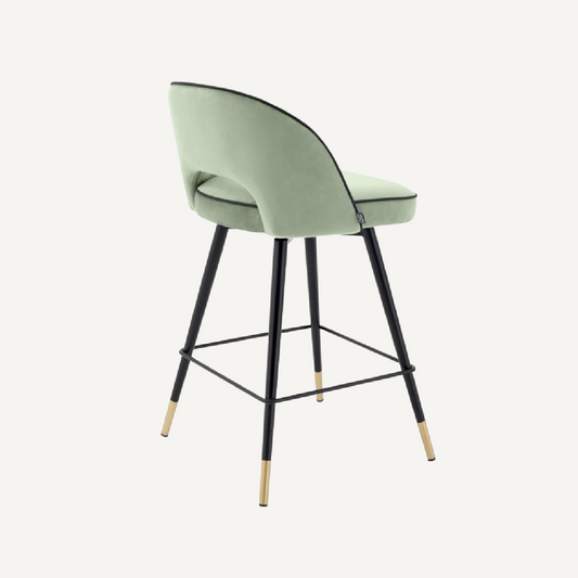 Chaise de comptoir en velours vert (lot de 2)