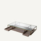 Table basse en verre et en bois marron