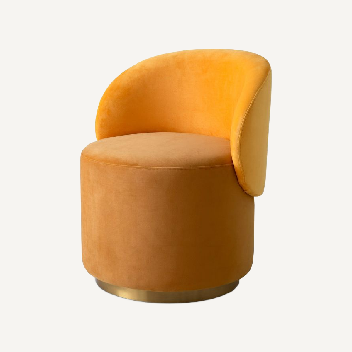 Chaise basse en velours jaune