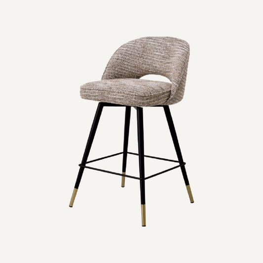 Chaise de comptoir en tissu beige (lot de 2)
