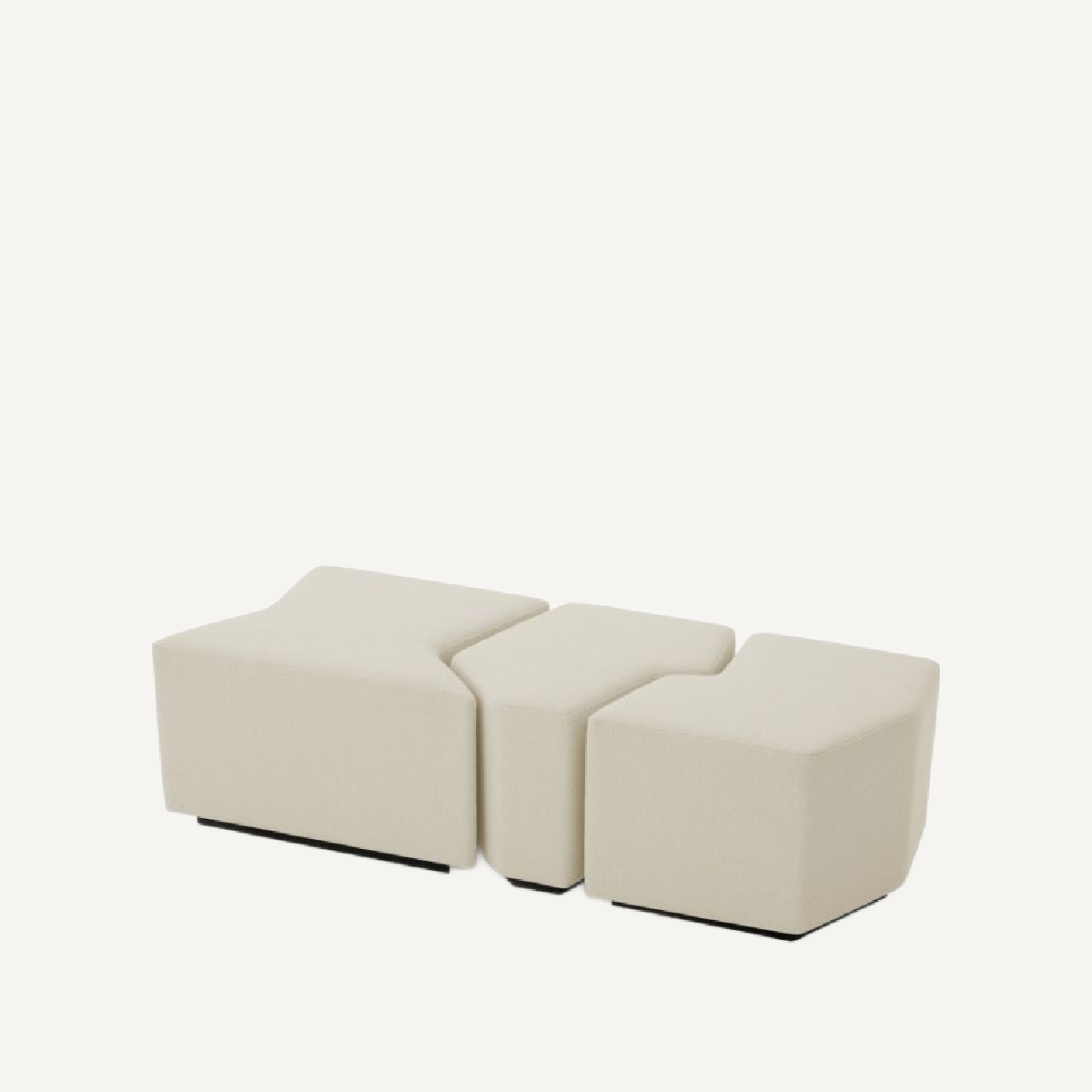 Pouf en tissu crème (lot de 3)