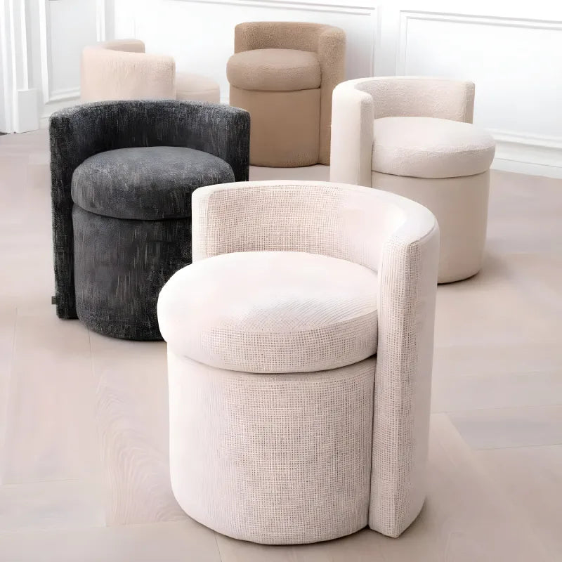 Tabouret en tissu blanc cassé