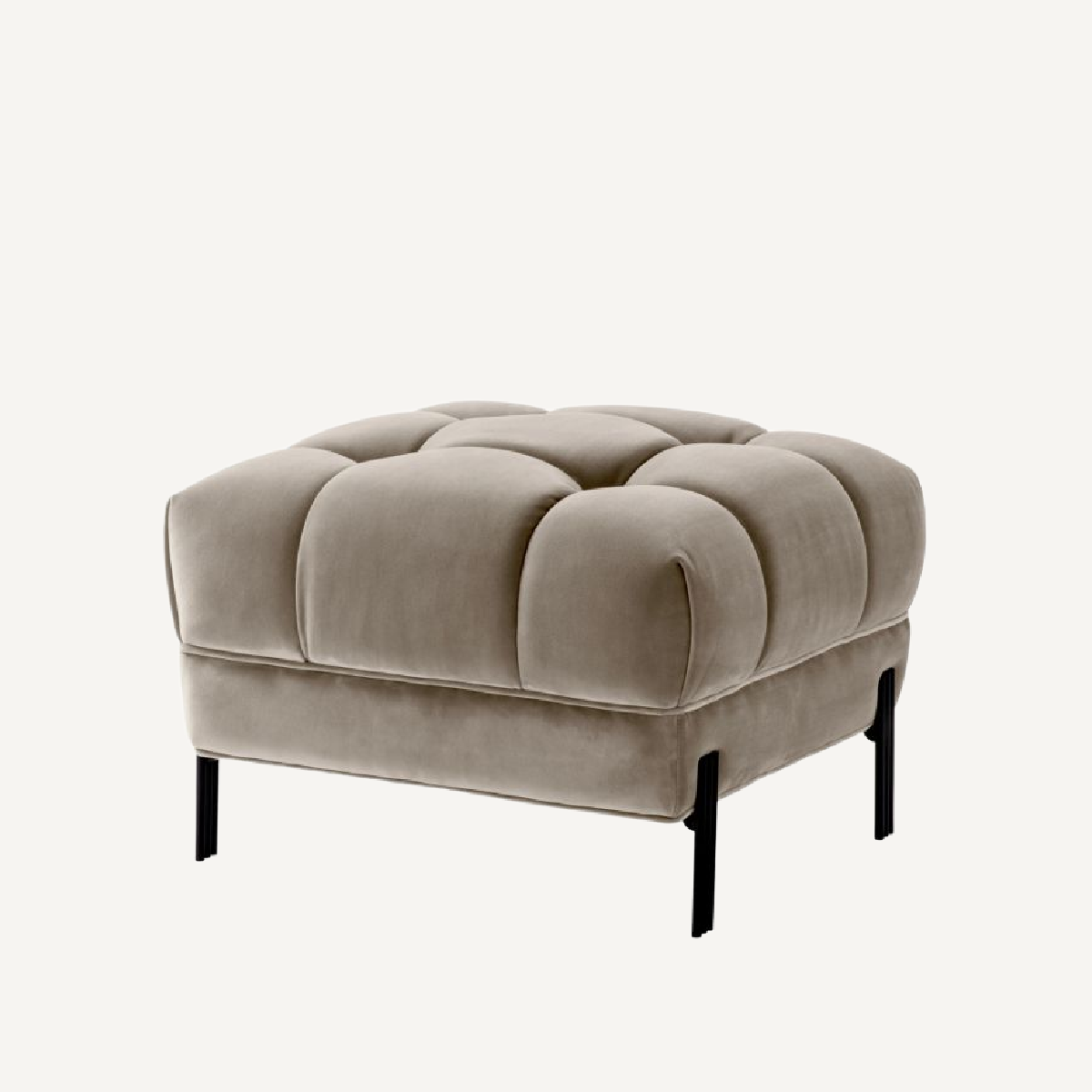 Pouf en velours greige