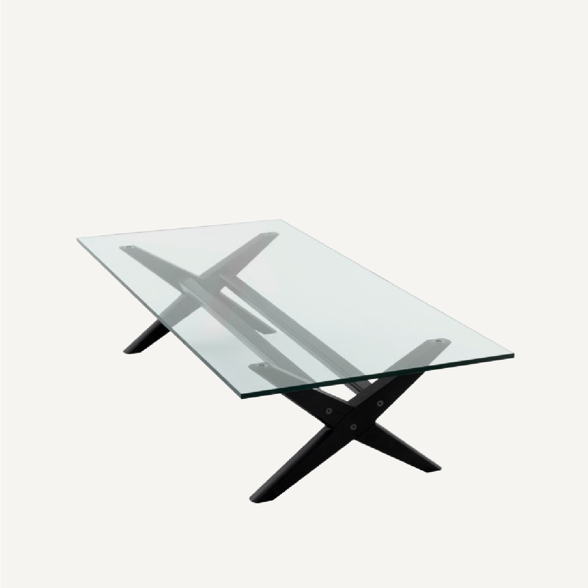 Table basse en bois noir et verre transparent