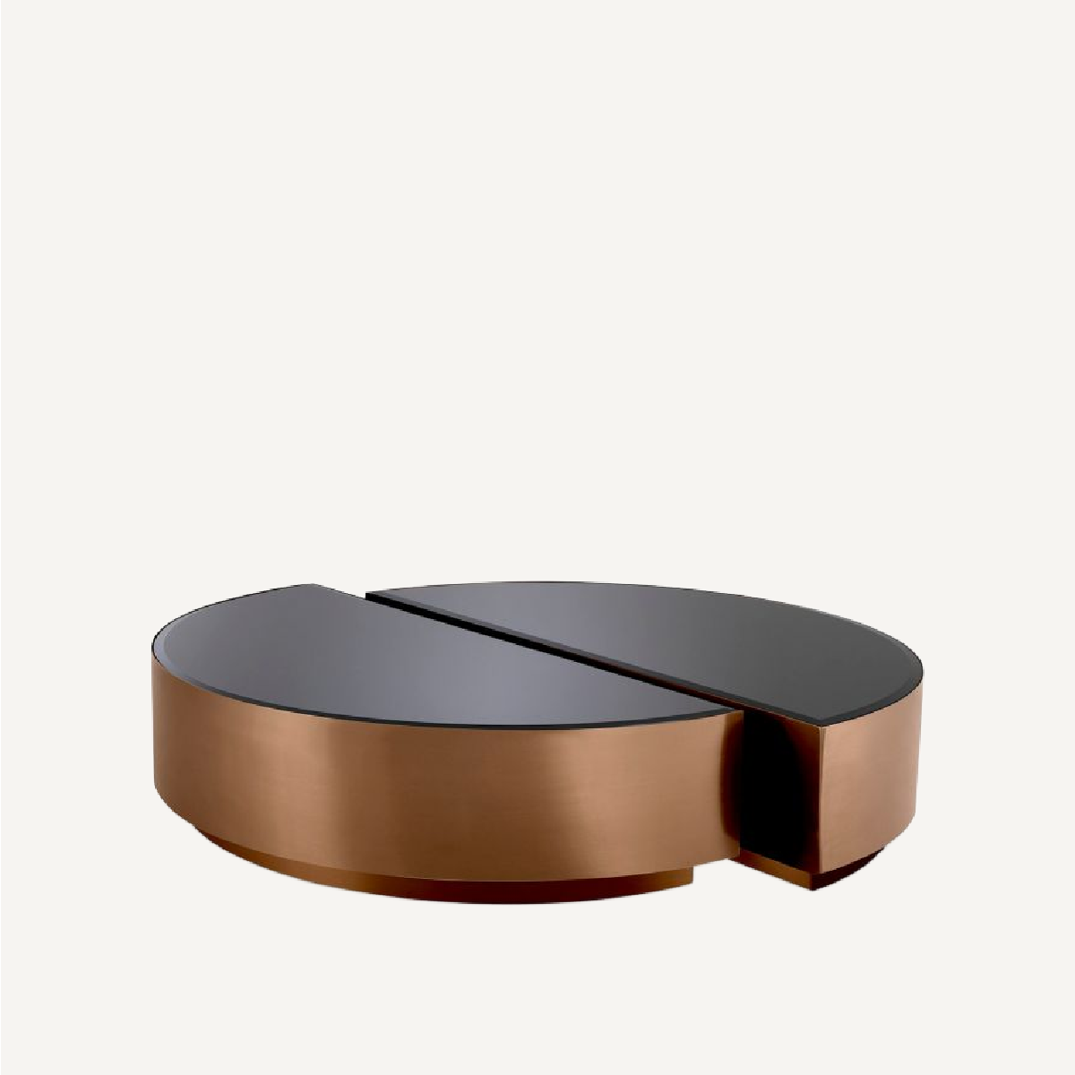 Table basse cuivrée en verre noir (lot de 2)