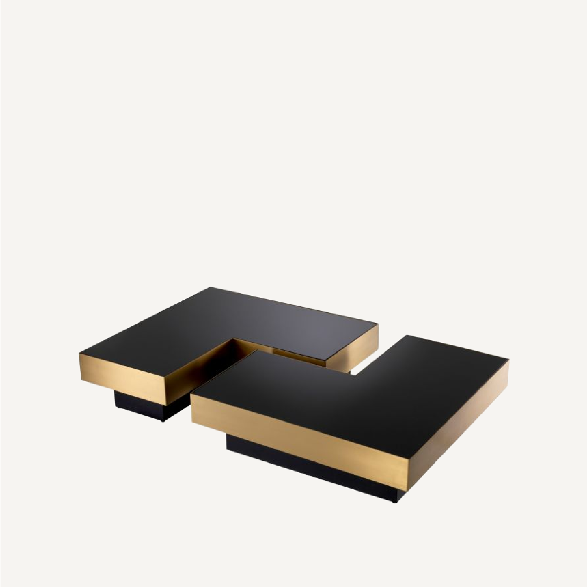 Table basse dorée en verre noir (lot de 4)