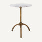 Table d'appoint ovale dorée en marbre blanc
