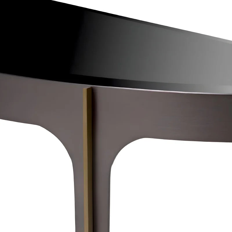 Console en bronze et verre noir