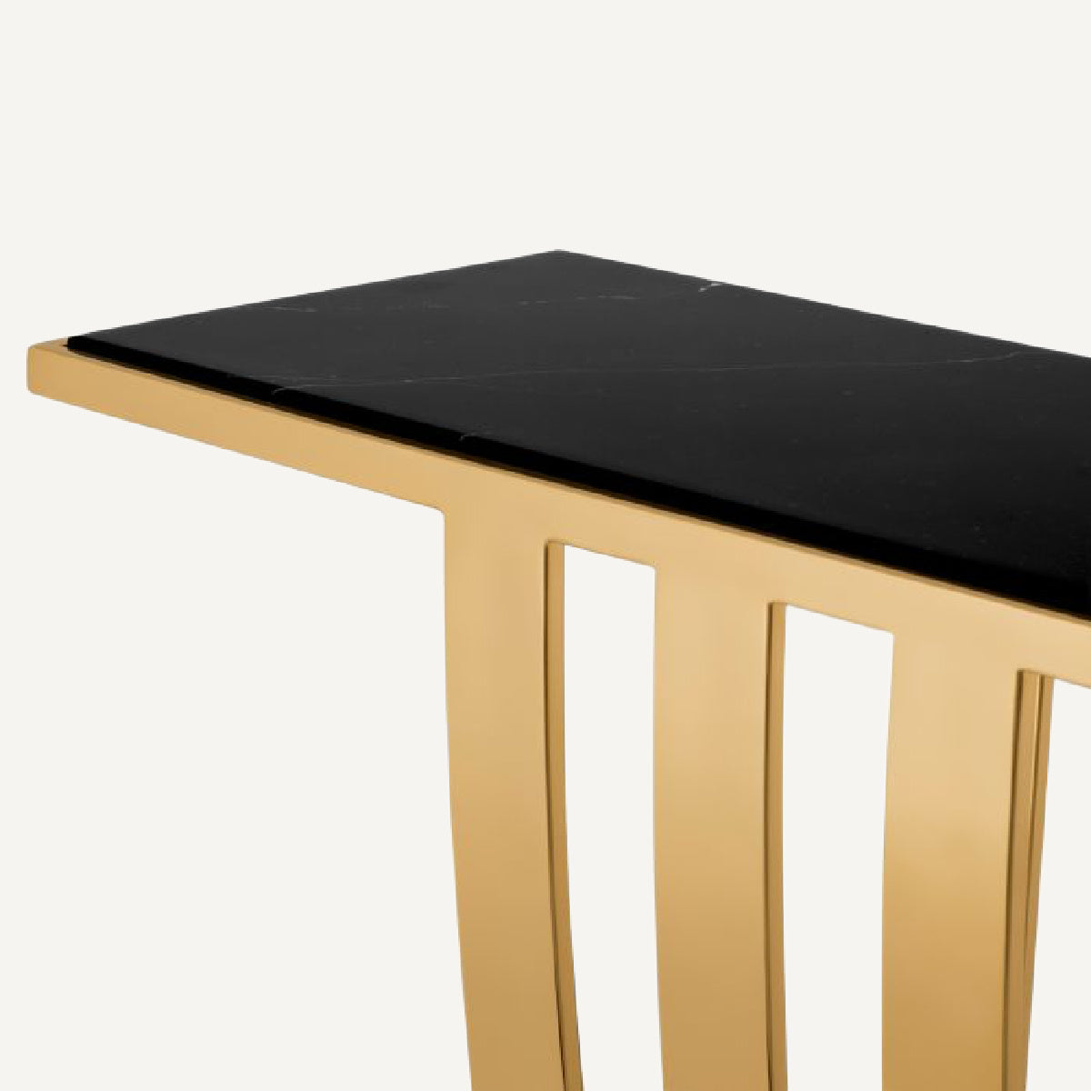 Console dorée en marbre noir Deco