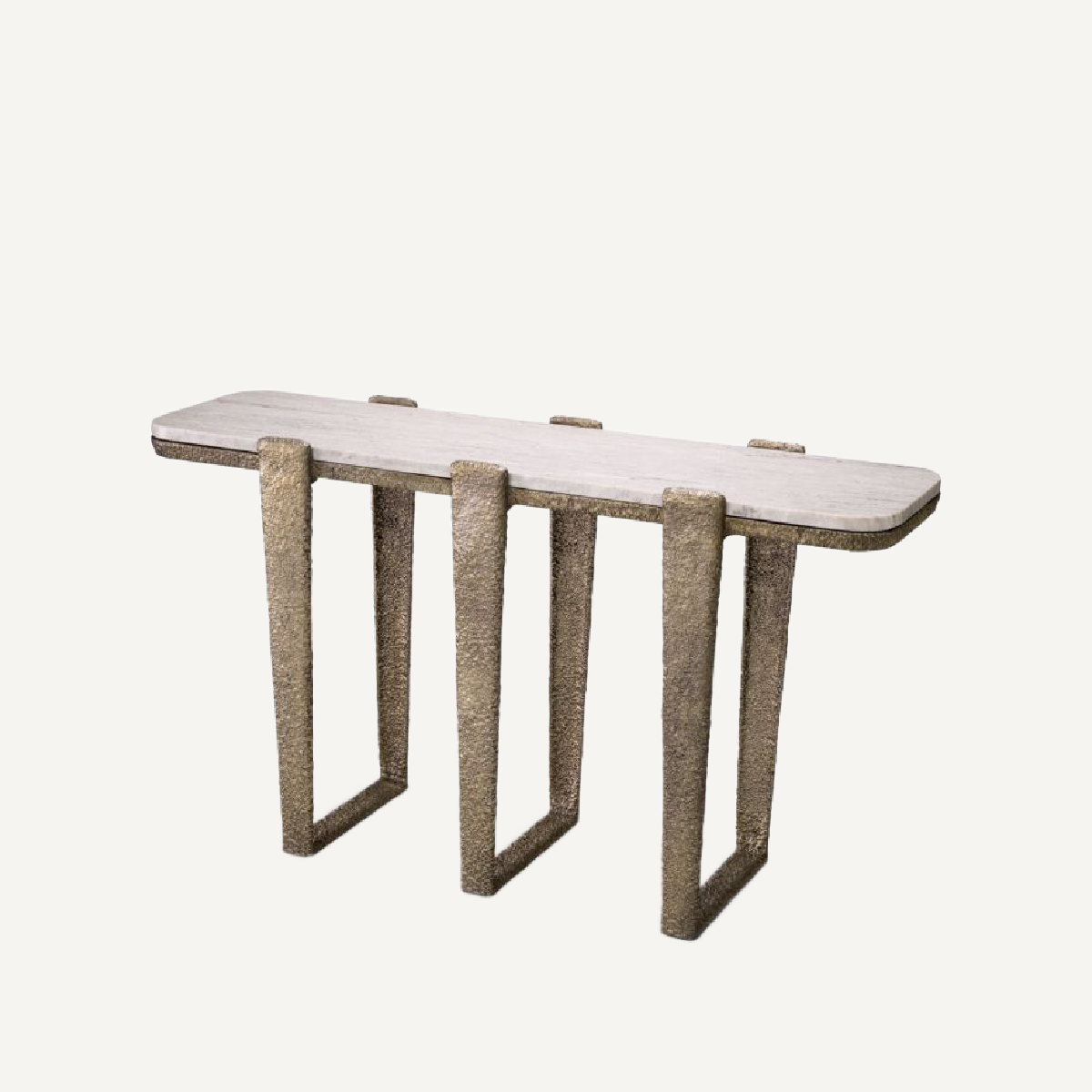 Console dorée en marbre beige