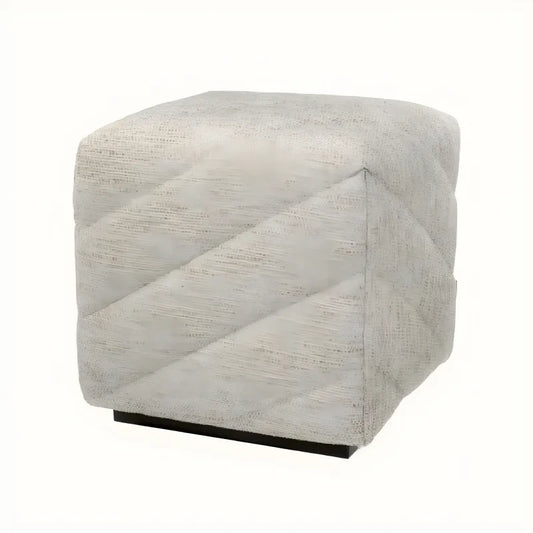 Pouf en tissu greige