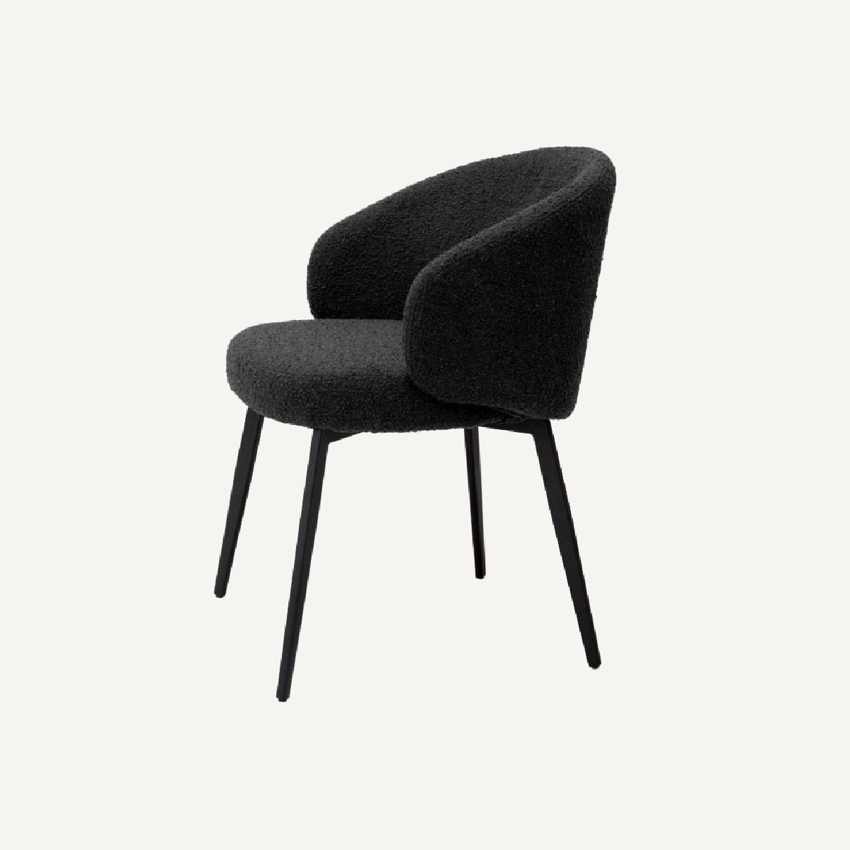 Chaise de salle à manger avec accoudoirs bouclé noir (lot de 2)
