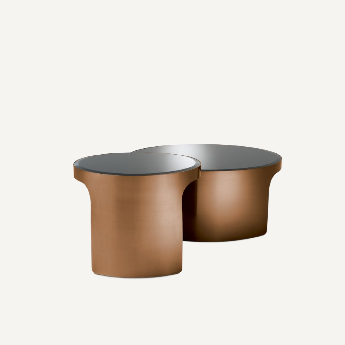 Table basse cuivrée en verre noir (lot de 2)