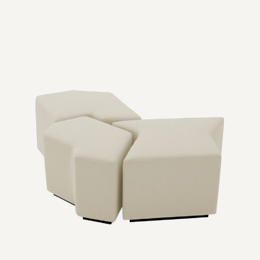 Pouf en tissu crème (lot de 3)