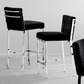 Chaise de bar en bronze et velours noir