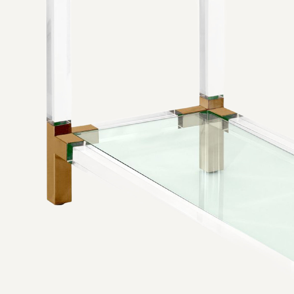 Console dorée en verre