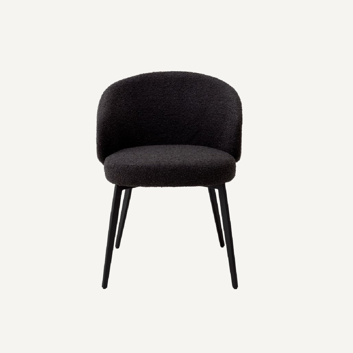 Chaise de salle à manger avec accoudoirs bouclé noir (lot de 2)