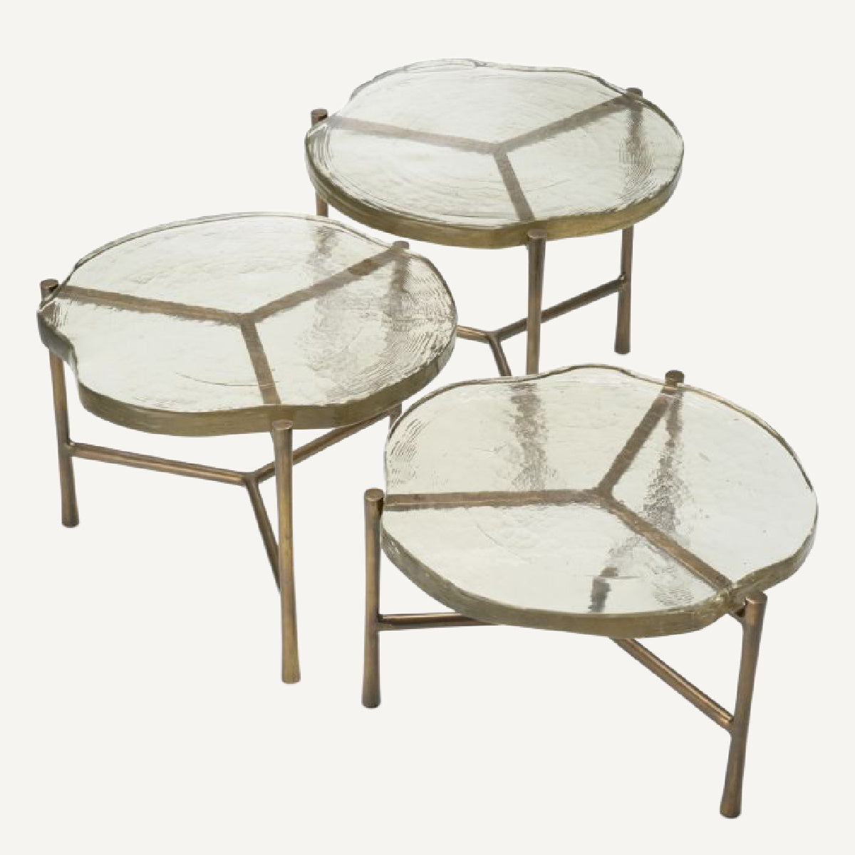 Table basse dorée en verre soufflé (lot de 3)