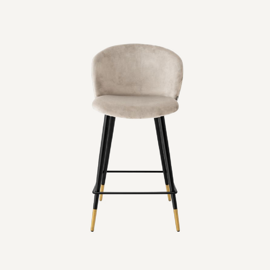 Chaise de comptoir en velours beige