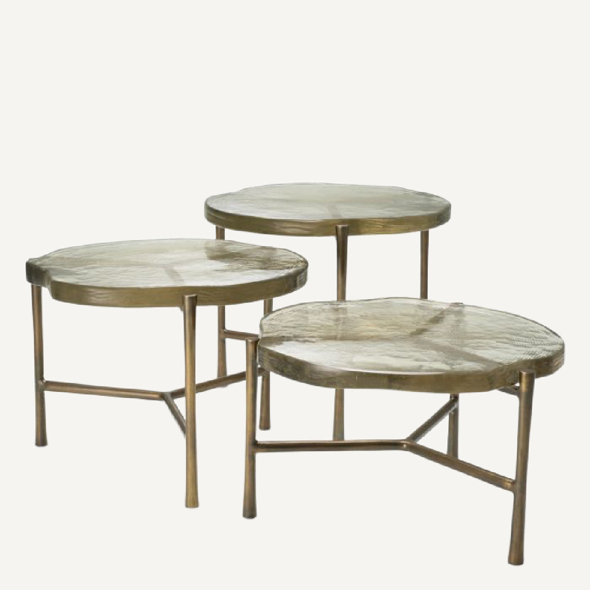 Table basse dorée en verre soufflé (lot de 3)