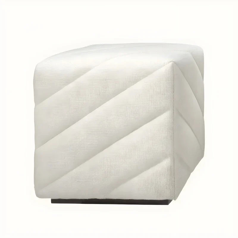 Pouf en tissu crème