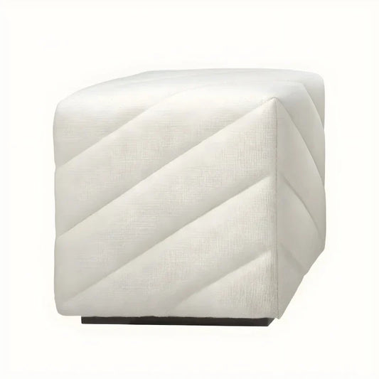 Pouf en tissu crème