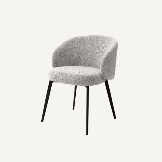 Chaise de salle à manger avec accoudoirs bouclé gris (lot de 2)