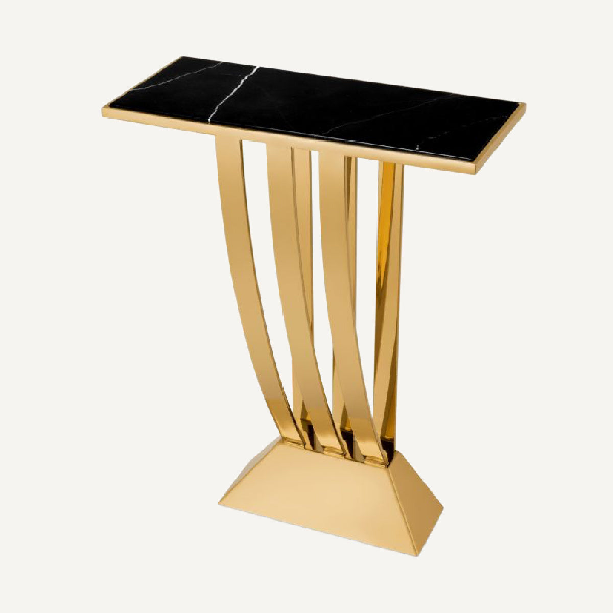 Console dorée en marbre noir Deco