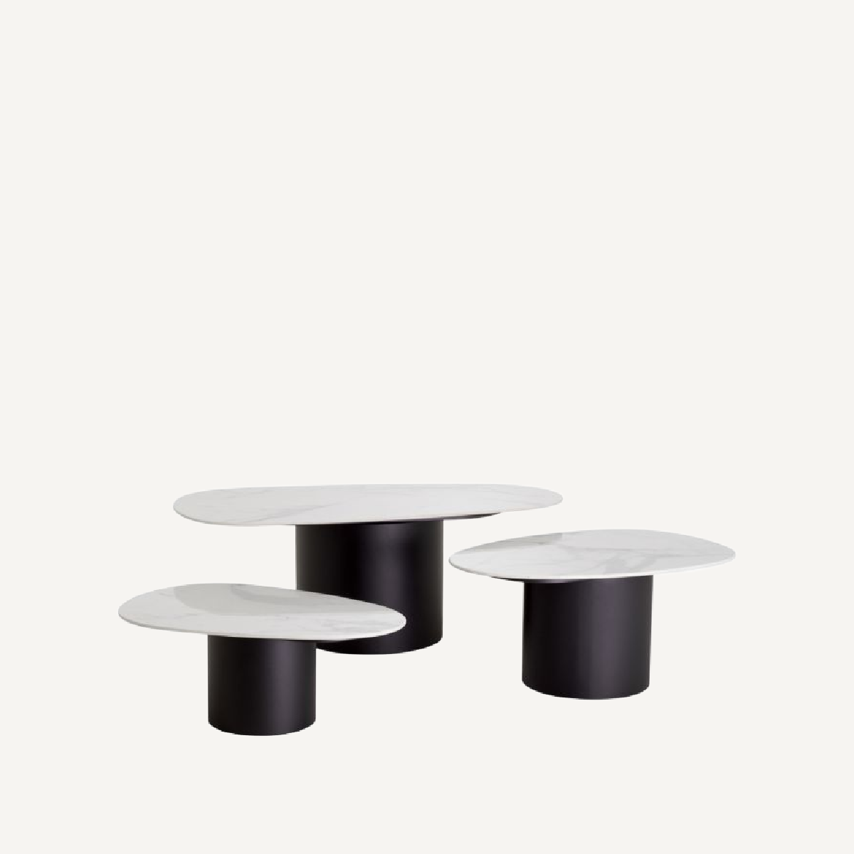 Table basse en céramique blanche (lot de 3)