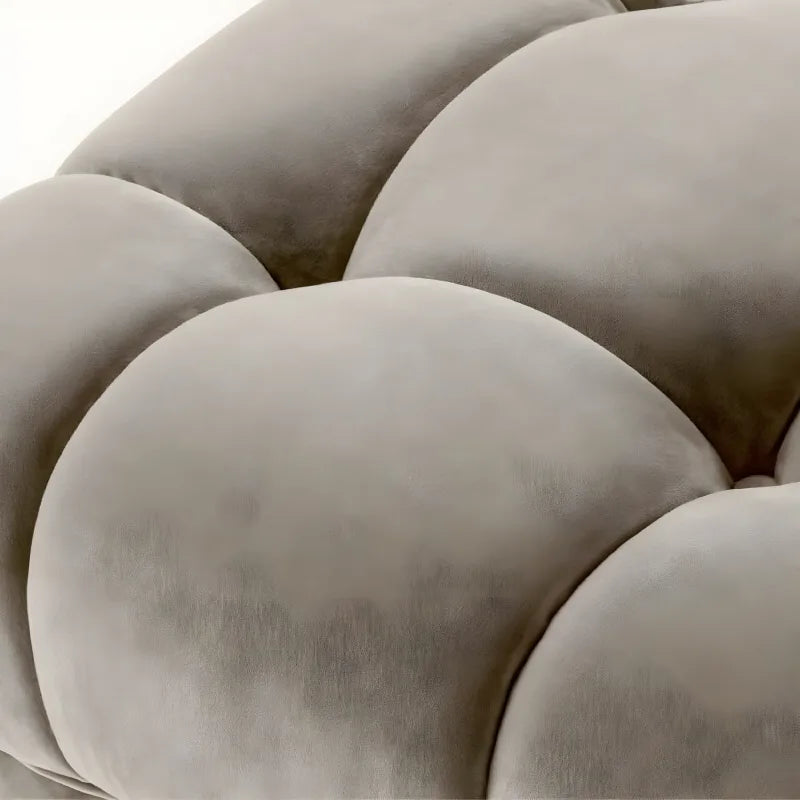 Pouf en velours greige