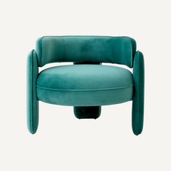 Turquoise Velvet Armchair Plush Accent Chair Upholstered Lounge Chair