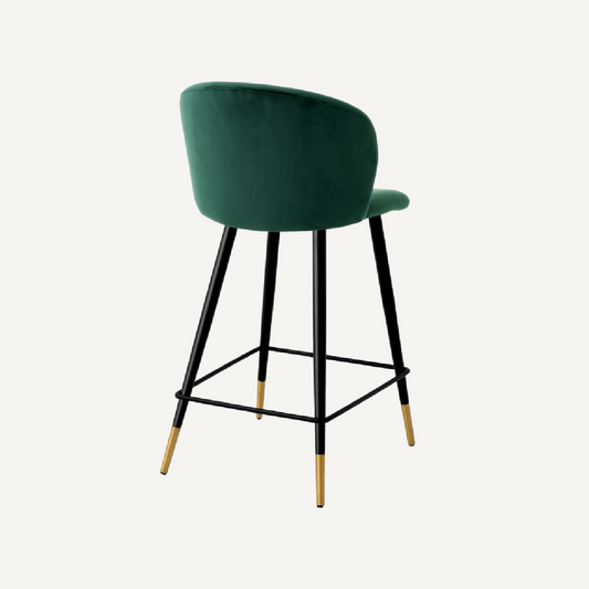 Chaise de comptoir en velours vert