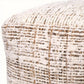 Pouf en tissu ivoire/marron