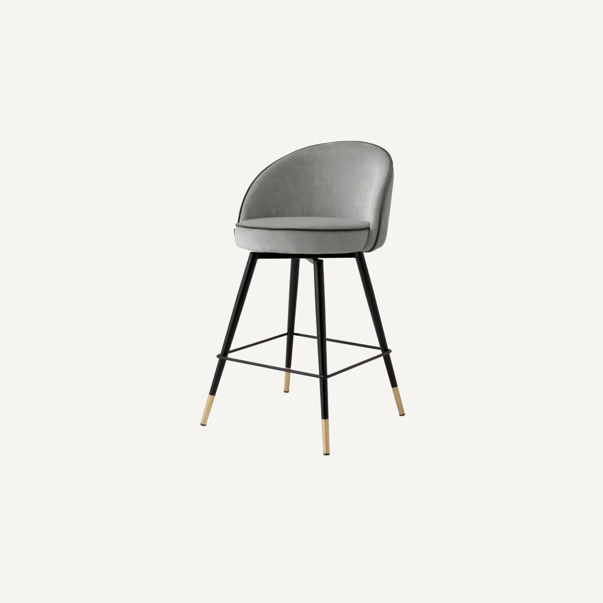 Chaise de comptoir en velours gris clair (lot de 2)