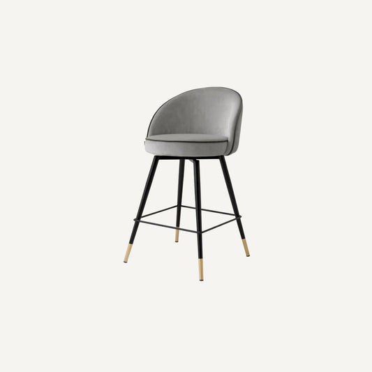 Chaise de comptoir en velours gris clair (lot de 2)