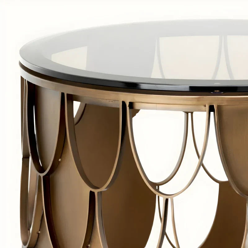 Table d'appoint cuivée en verre brun'indiscret